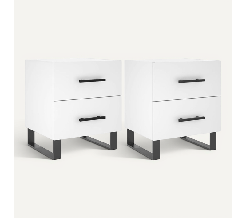 Tables De Chevet 2 Pièces Blanc 40x35x47,5 Cm Bois Contreplaqué