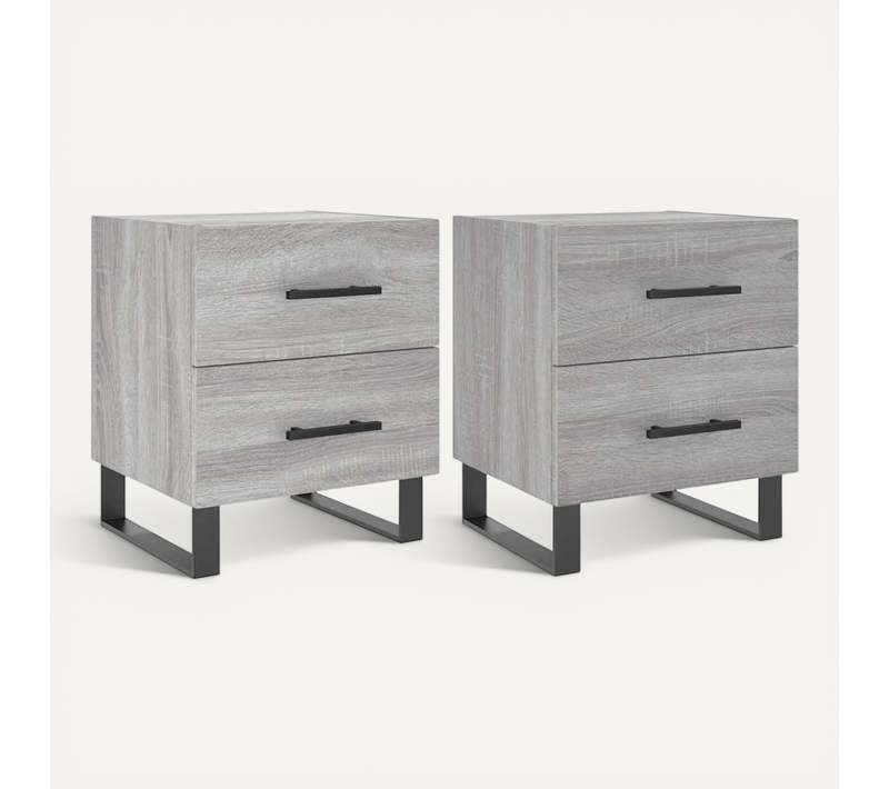 Tables De Chevet 2 Pièces Sonoma Gris 40x35x47,5 Cm
