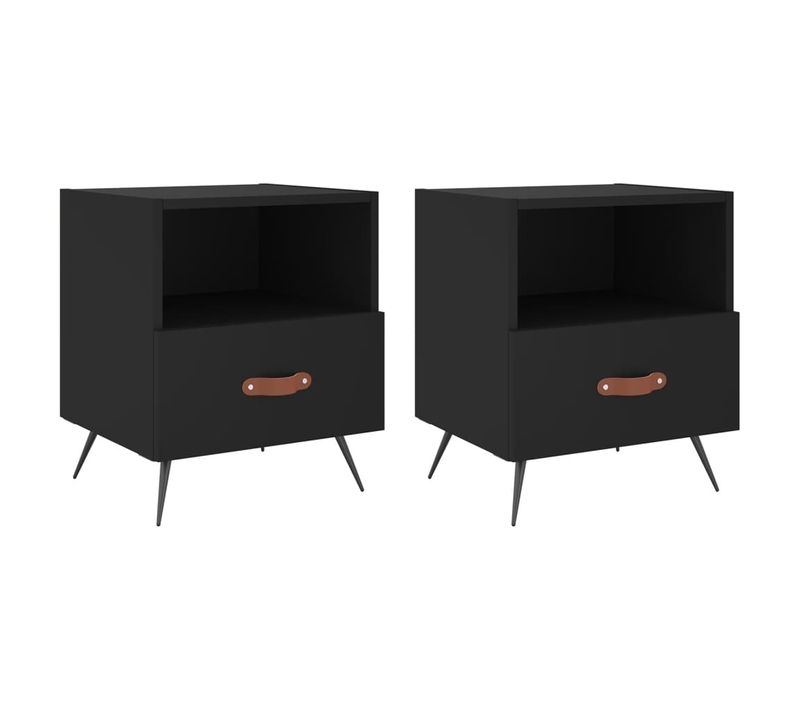 Tables De Chevet 2 Pièces Noir 40x35x47,5 Cm Bois Contreplaqué
