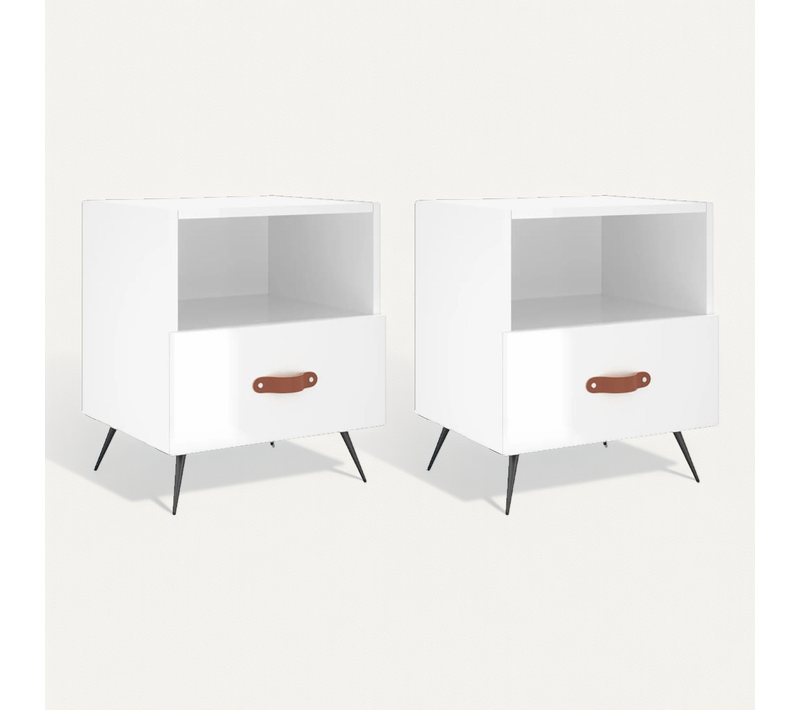 Tables De Chevet 2 Pièces Blanc Brillant 40x35x47,5 Cm