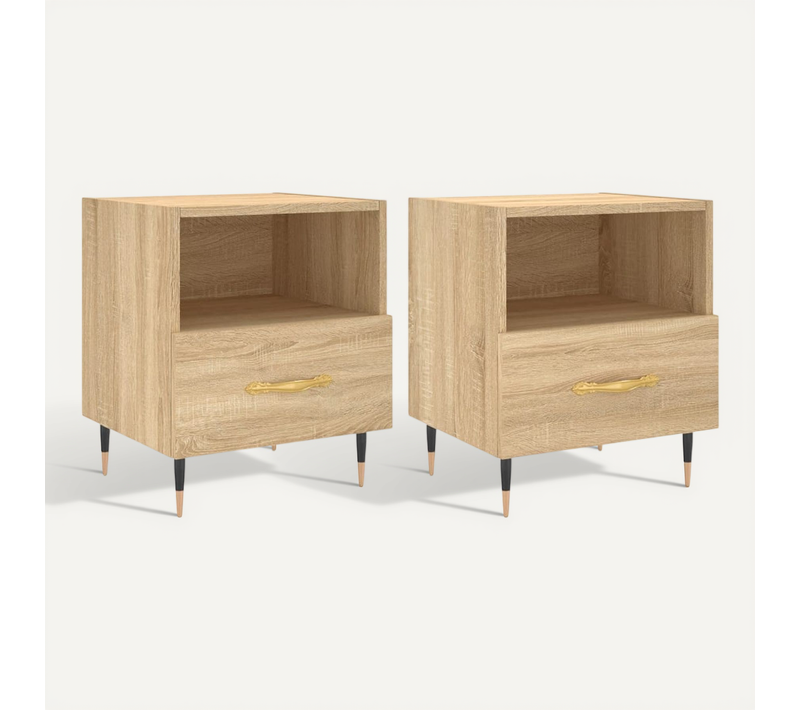 Tables De Chevet 2 Pièces Chêne Sonoma 40x35x47,5 Cm