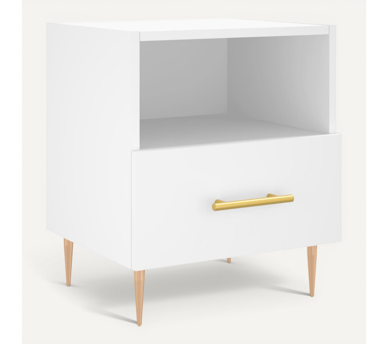 Table De Chevet Blanc 40x35x47,5 Cm Bois Contreplaqué