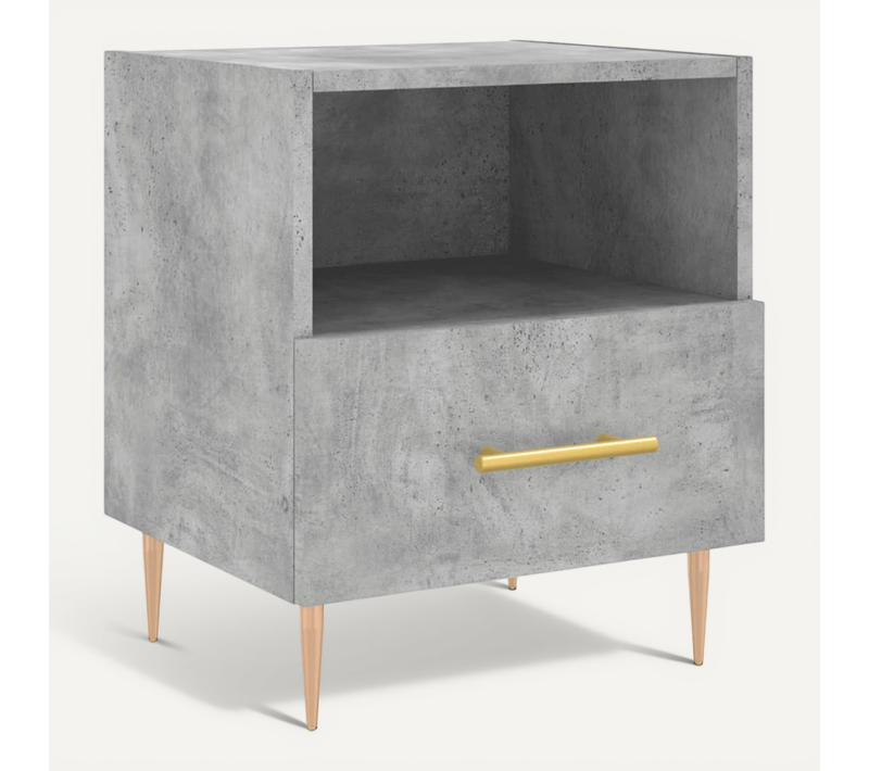 Table De Chevet Gris Béton 40x35x47,5 Cm Bois Contreplaqué