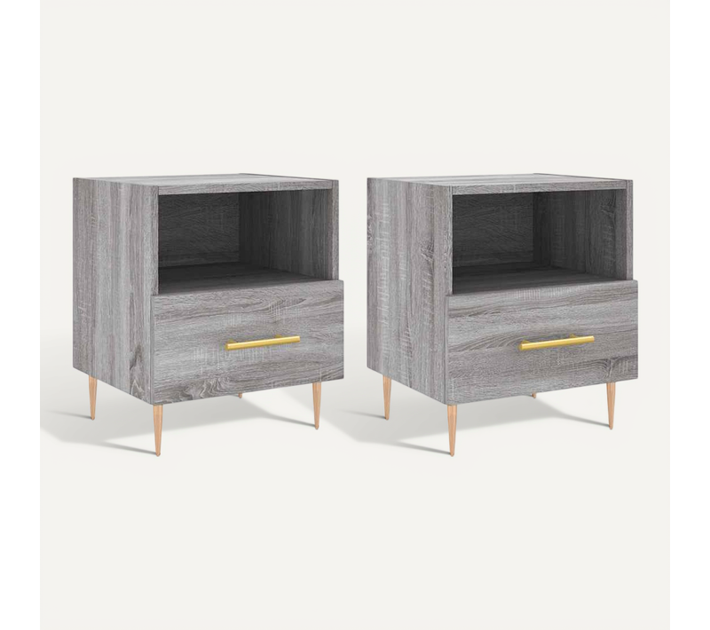 Tables De Chevet 2 Pièces Sonoma Gris 40x35x47,5 Cm