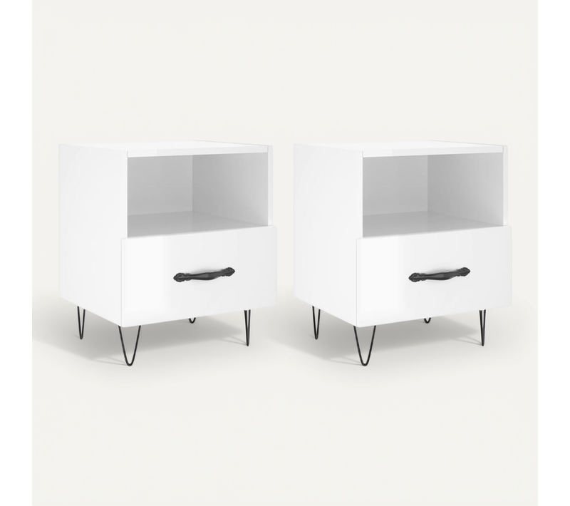 Tables De Chevet 2 Pièces Blanc Brillant 40x35x47,5 Cm