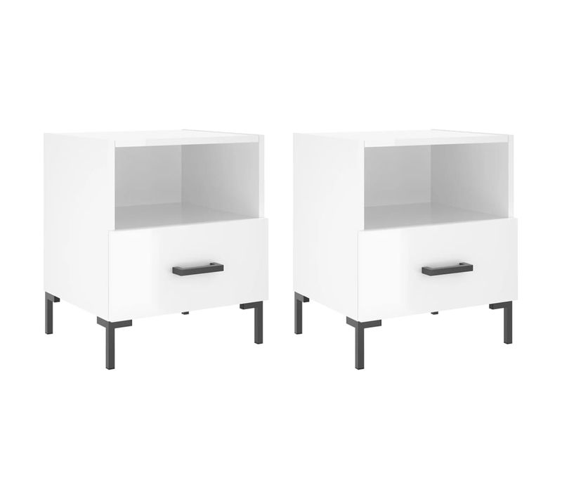 Tables De Chevet 2 Pièces Blanc Brillant 40x35x47,5 Cm