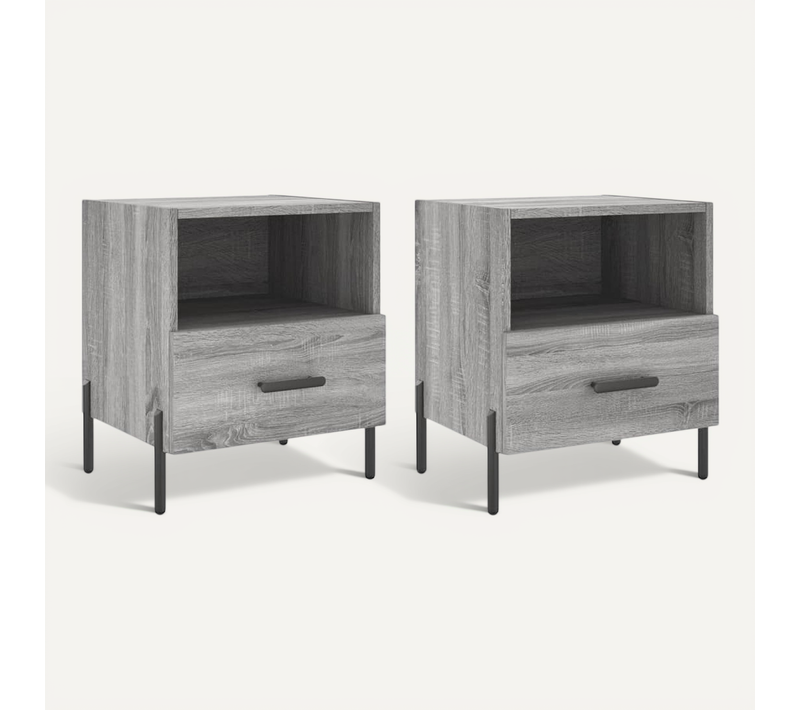 Tables De Chevet 2 Pièces Sonoma Gris 40x35x47,5 Cm