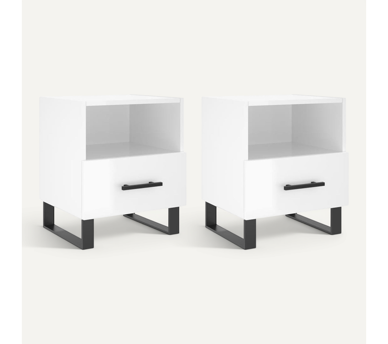 Tables De Chevet 2 Pièces Blanc Brillant 40x35x47,5 Cm