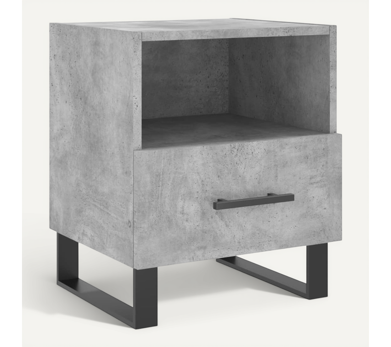Table De Chevet Gris Béton 40x35x47,5 Cm Bois Contreplaqué