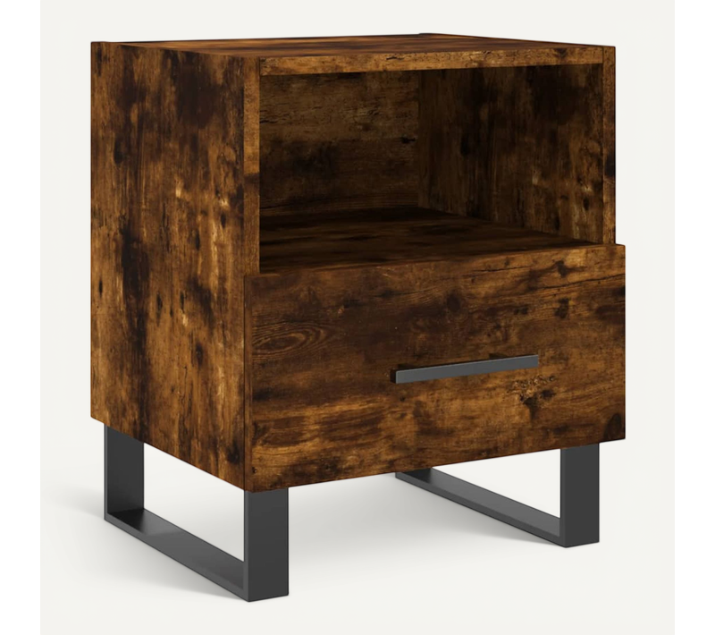 Table De Chevet Chêne Fumé 40x35x47,5 Cm Bois Contreplaqué