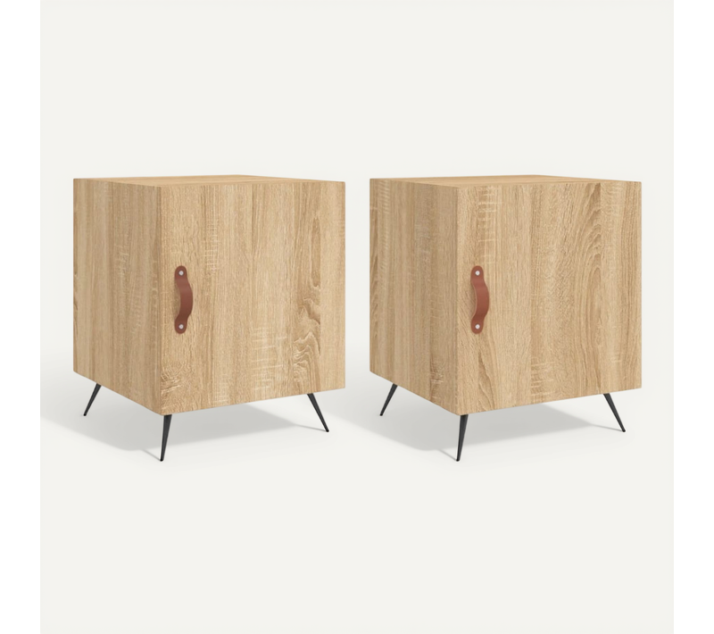 Tables De Chevet 2 Pièces Chêne Sonoma 40x40x50 Cm Bois Contreplaqué
