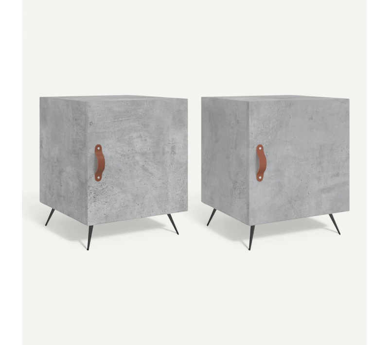 Tables De Chevet 2 Pièces Gris Béton 40x40x50 Cm Bois Contreplaqué