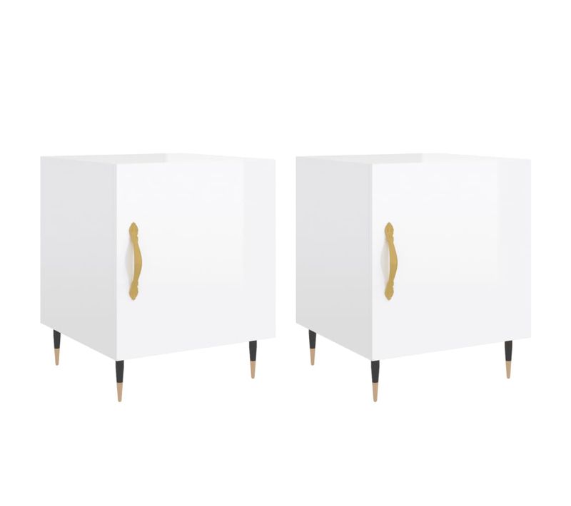 Tables De Chevet 2 Pièces Blanc Brillant 40x40x50 Cm