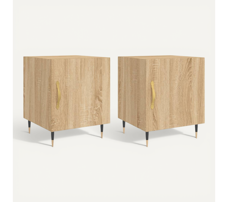 Tables De Chevet 2 Pièces Chêne Sonoma 40x40x50 Cm Bois Contreplaqué