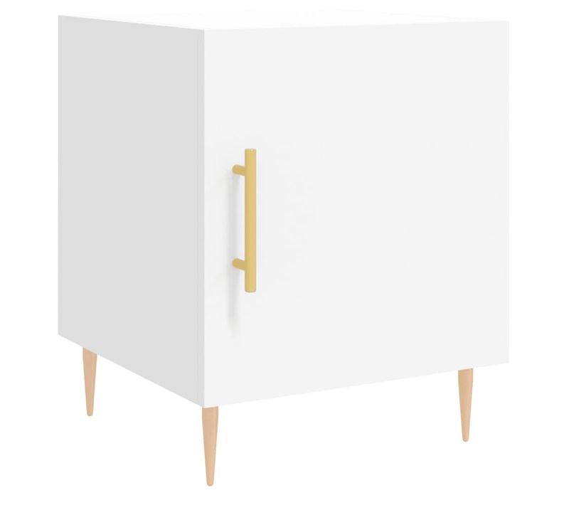 Table De Chevet Blanc 40x40x50 Cm Bois Contreplaqué