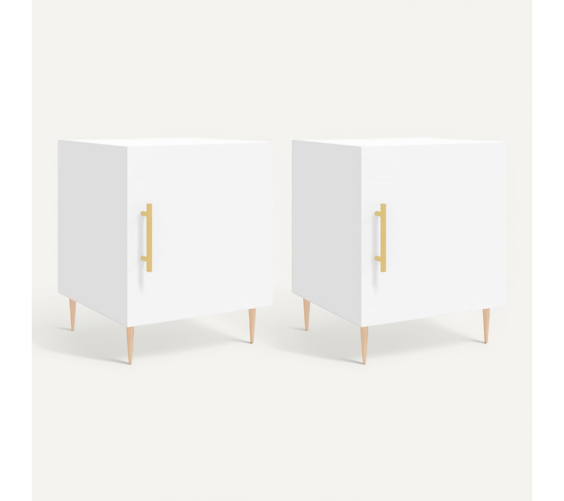 Tables De Chevet 2 Pièces Blanc 40x40x50 Cm Bois Contreplaqué