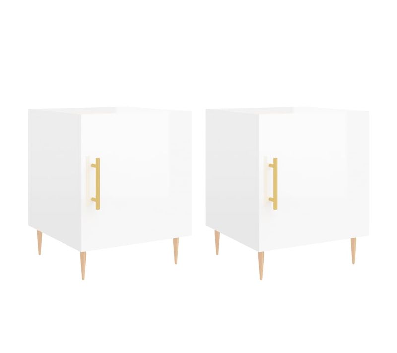 Tables De Chevet 2 Pièces Blanc Brillant 40x40x50 Cm