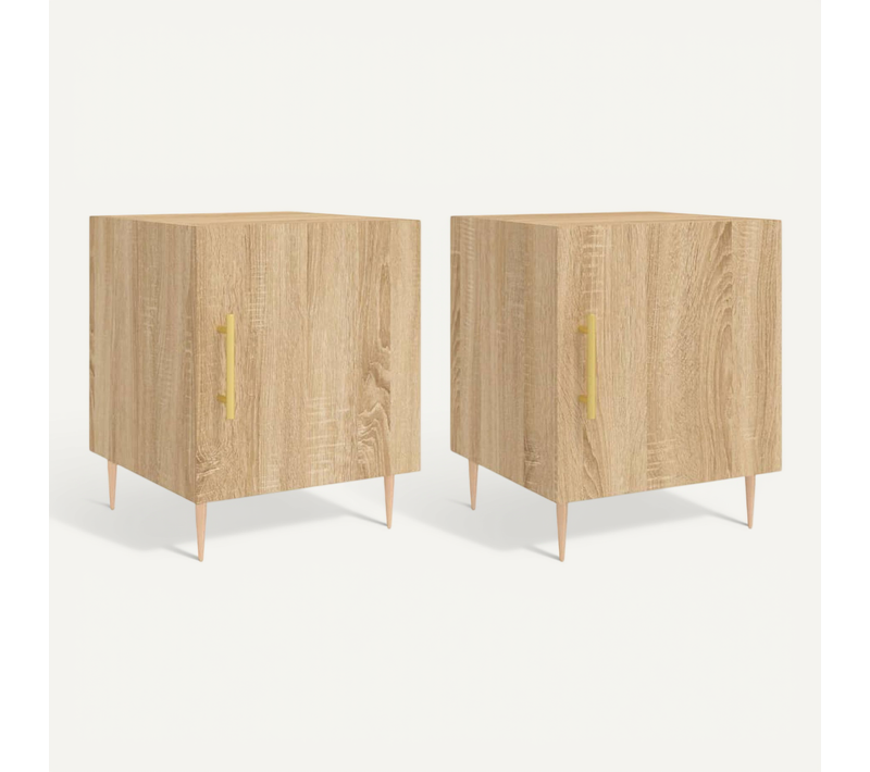 Tables De Chevet 2 Pièces Chêne Sonoma 40x40x50cm Bois Contreplaqué
