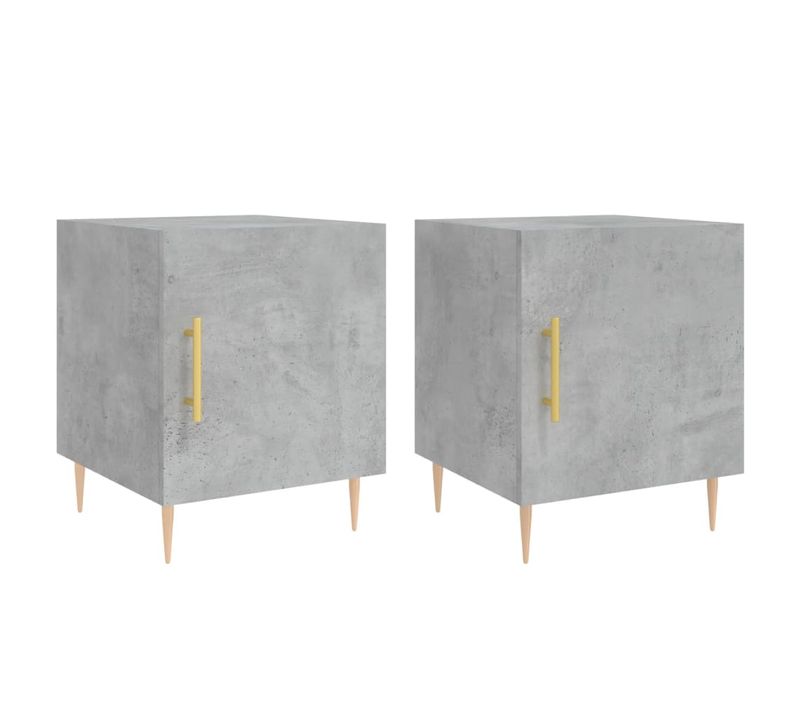 Tables De Chevet 2 Pièces Gris Béton 40x40x50 Cm Bois Contreplaqué