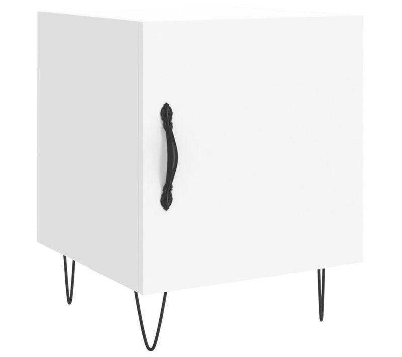 Table De Chevet Blanc 40x40x50 Cm Bois Contreplaqué