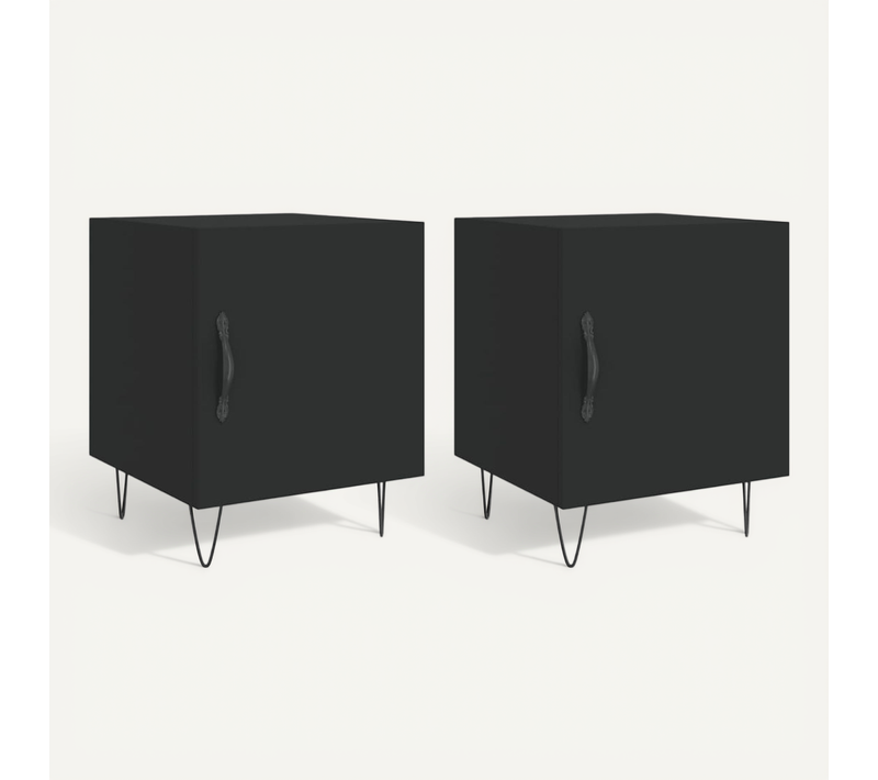 Tables De Chevet 2 Pièces Noir 40x40x50 Cm Bois Contreplaqué
