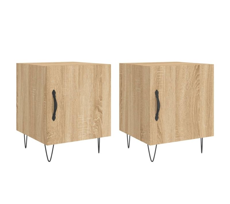 Tables De Chevet 2 Pièces Chêne Sonoma 45x34x44 Cm Bois Contreplaqué