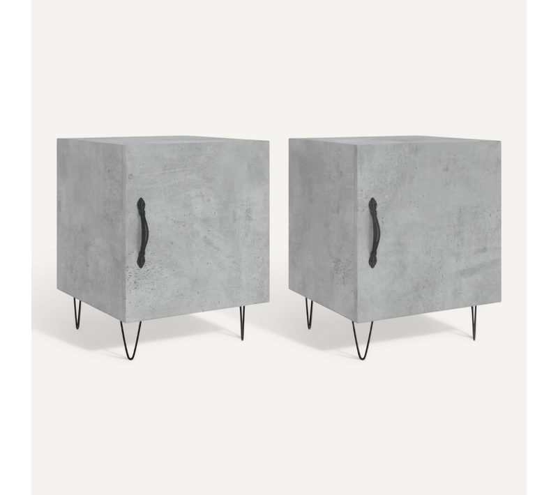 Tables De Chevet 2 Pièces Gris Béton 40x40x50 Cm Bois Contreplaqué
