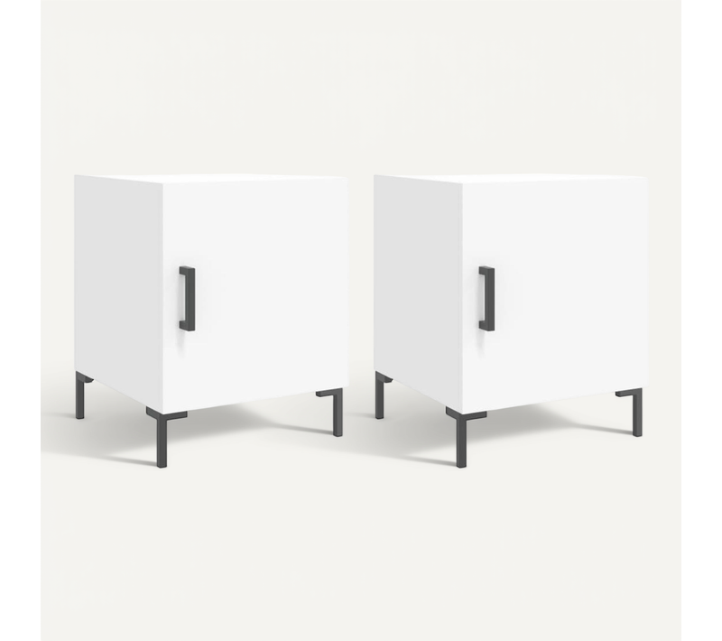Tables De Chevet 2 Pièces Blanc 40x40x50 Cm Bois Contreplaqué