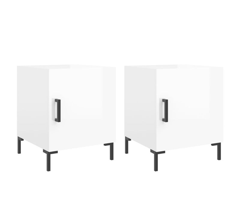 Tables De Chevet 2 Pièces Blanc Brillant 40x40x50 Cm