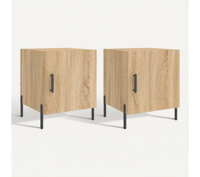 Tables De Chevet 2 Pièces Chêne Sonoma 40x40x50 Cm Bois Contreplaque