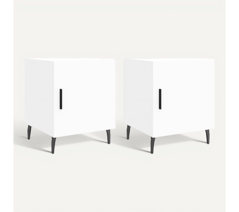 Tables De Chevet 2 Pièces Blanc 40x40x50 Cm Bois Contreplaqué