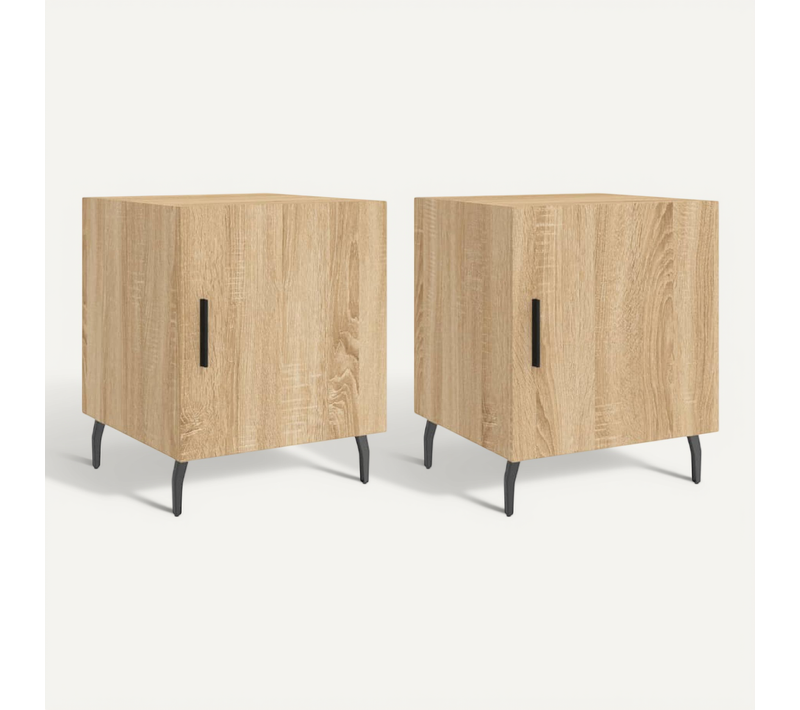 Tables De Chevet 2 Pièces Chêne Sonoma 40x40x50 Cm Bois Contreplaque