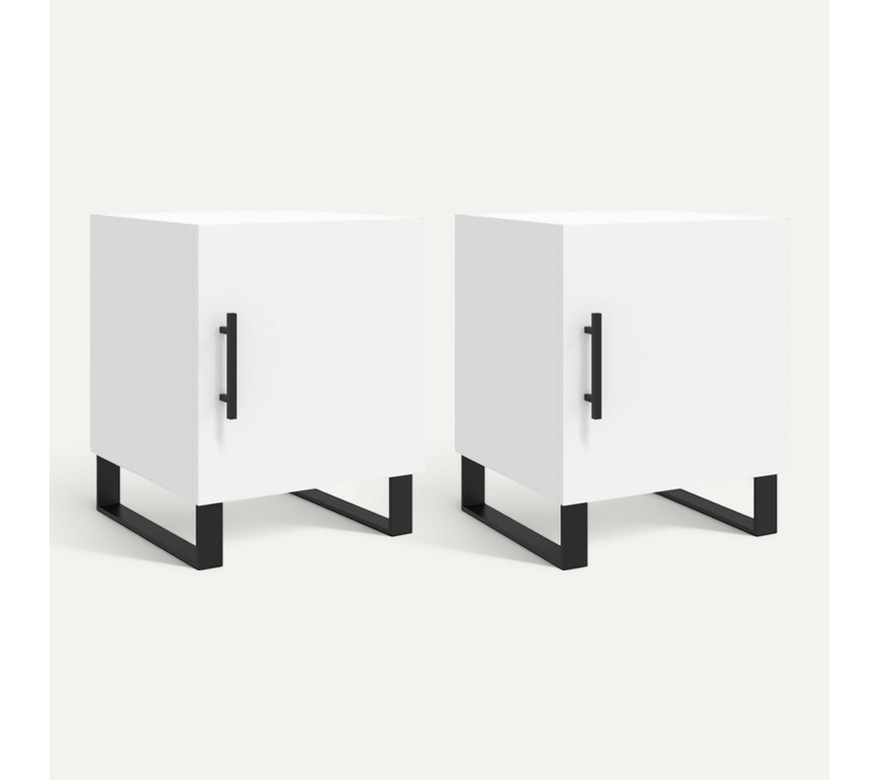 Tables De Chevet 2 Pièces Blanc 40x40x50 Cm Bois Contreplaqué