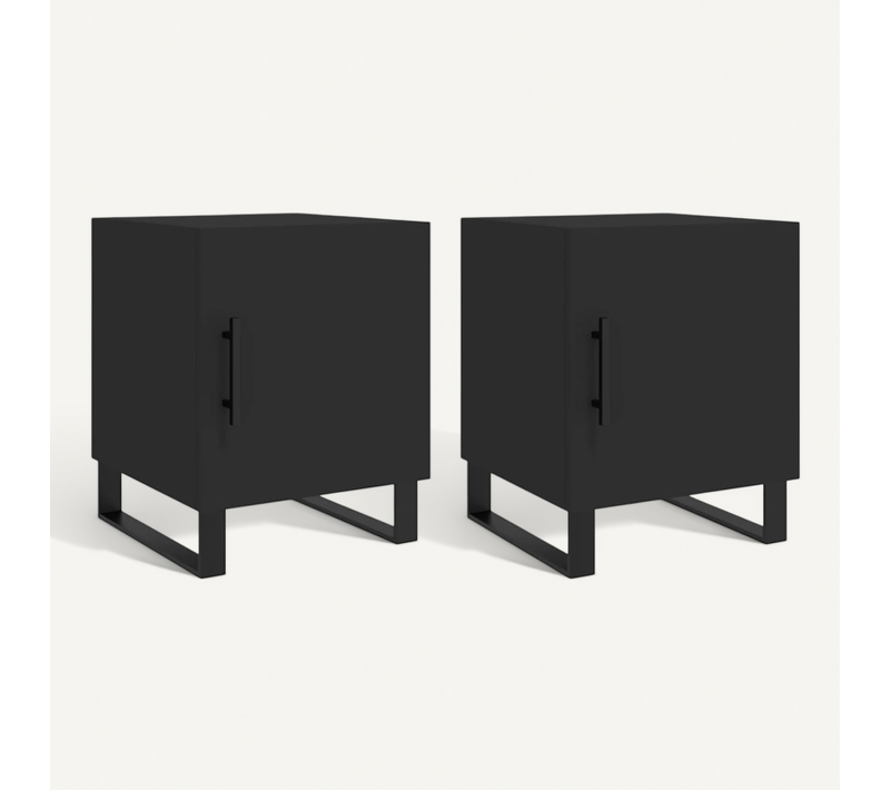 Tables De Chevet 2 Pièces Noir 40x40x50 Cm Bois Contreplaqué