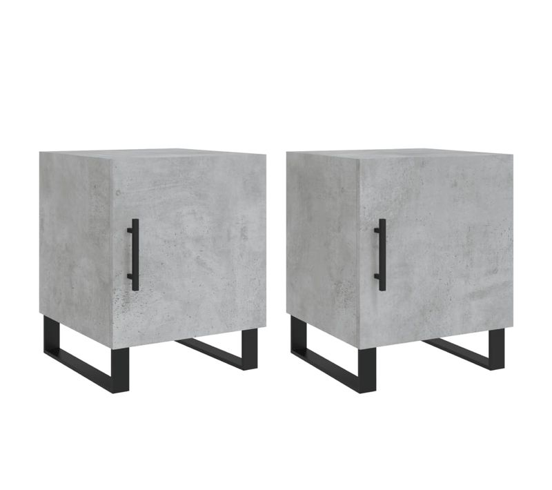 Tables De Chevet 2 Pièces Gris Béton 40x40x50 Cm Bois Contreplaqué