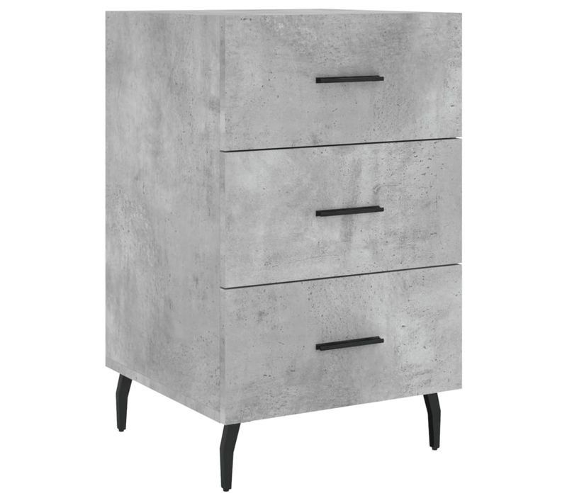 Table De Chevet Gris Béton 40x40x66 Cm Bois Contreplaqué