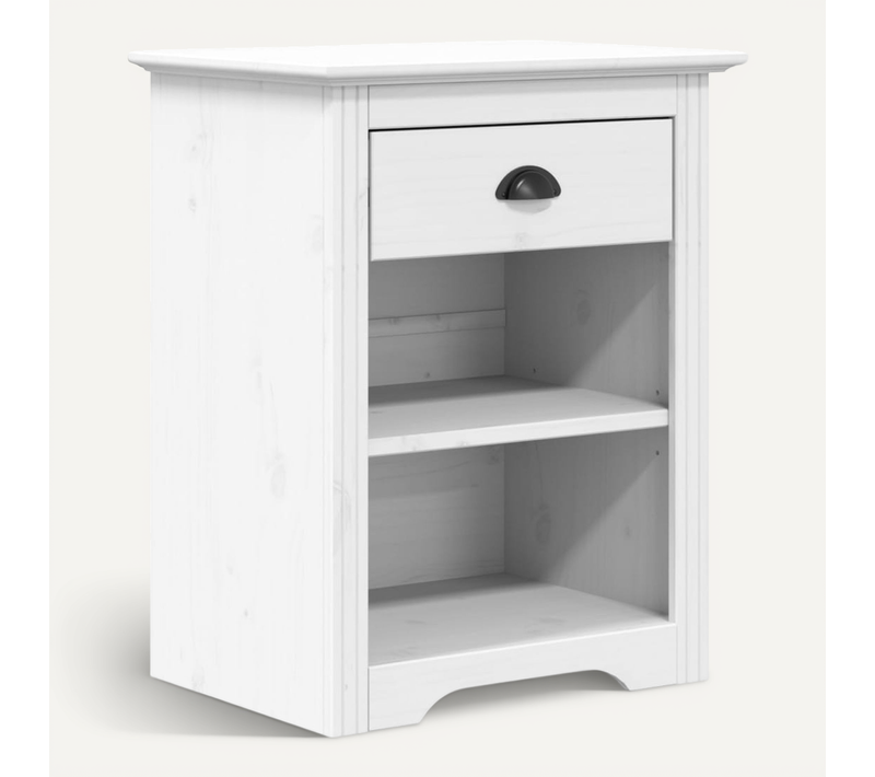 Table De Chevet Bodo Blanc 53x38,5x67 Cm Bois De Pin Massif
