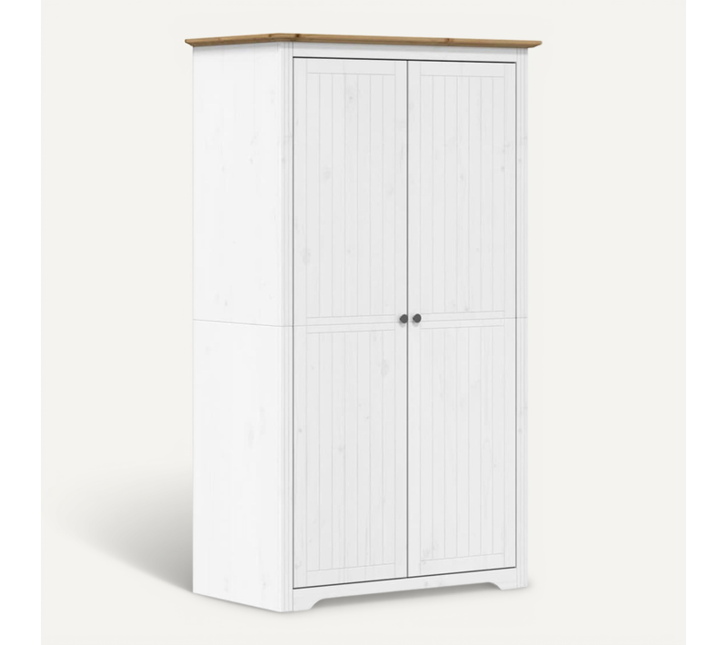 Armoire Bodo Blanc Marron 101x52x176,5 Cm Bois Massif De Pin
