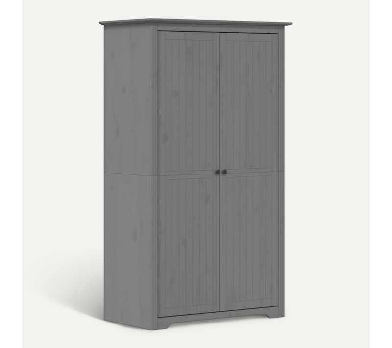 Garde-robe Bodo Gris 99x53,5x173 Cm Bois Massif De Pin