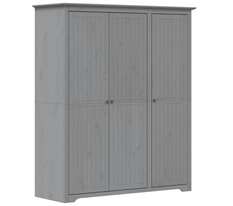 Garde-robe Bodo Gris 146x53,5x173 Cm Bois Massif De Pin