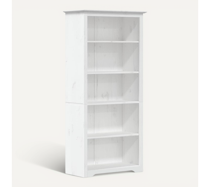 Bibliothèque Bodo Blanc 82x40x173 Cm Bois Pin Massif 5 Niveaux
