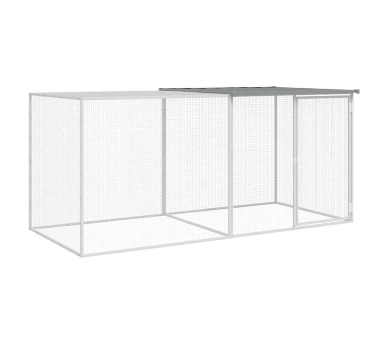 Poulailler Avec Toit Gris Clair 203x98x90 Cm Acier Galvanisé