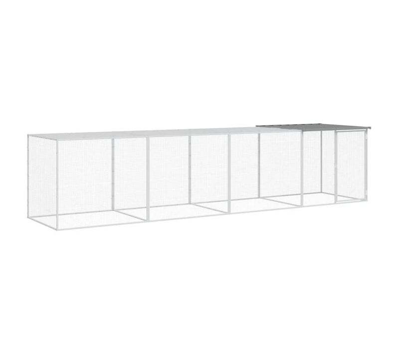 Poulailler Avec Toit Gris Clair 403x98x90 Cm Acier Galvanisé