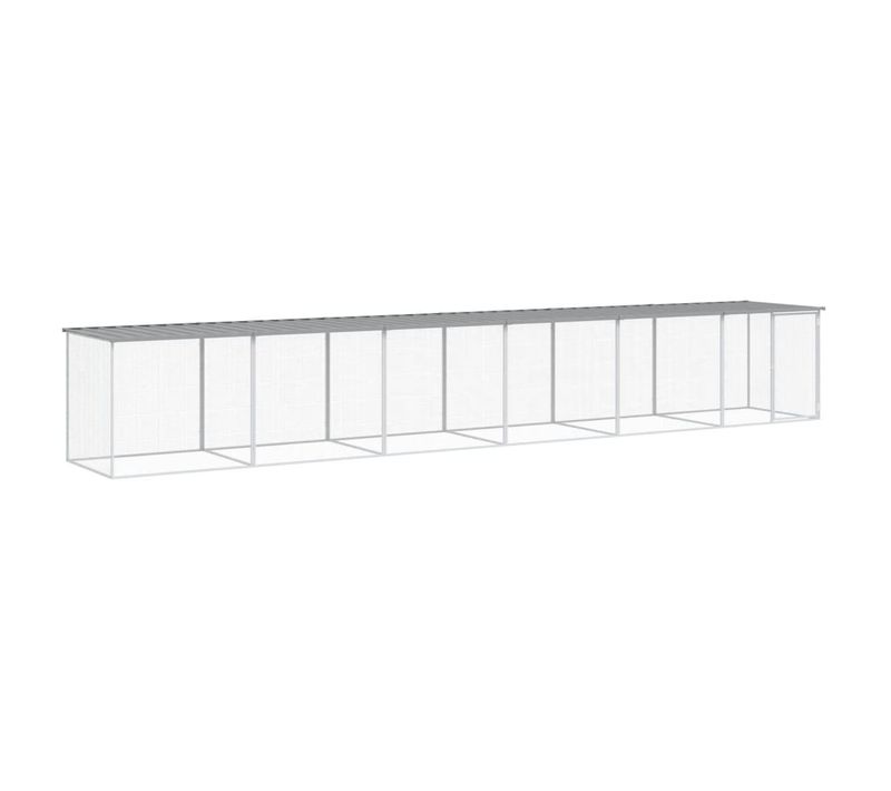 Poulailler Avec Toit Gris Clair 603x98x90 Cm Acier Galvanisé