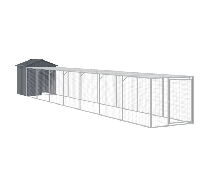 Poulailler Avec Cour Anthracite 117x813x123 Cm Acier Galvanisé