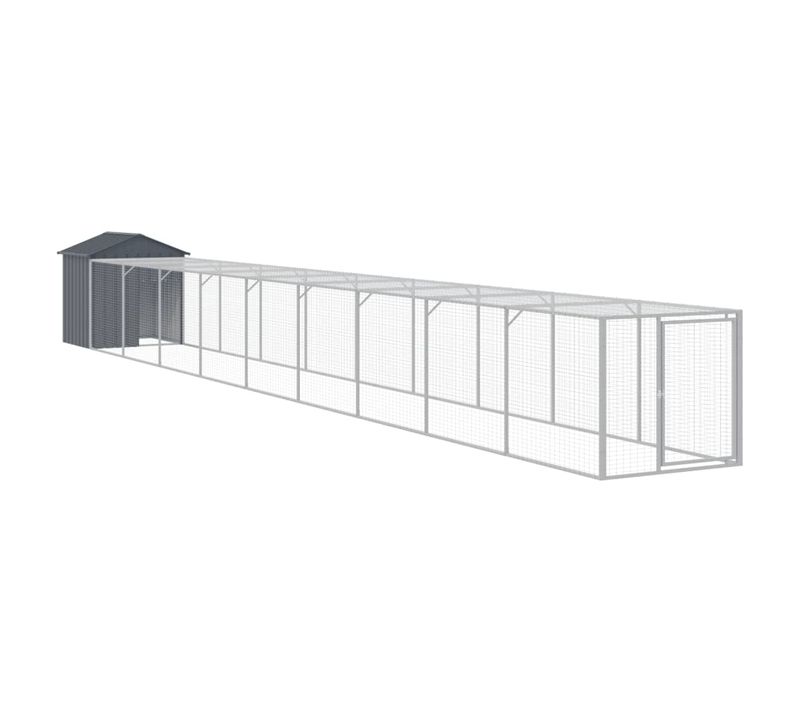 Poulailler Avec Cour Anthracite 117x1017x123 Cm Acier Galvanisé