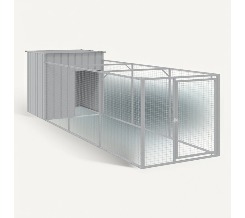 Niche Pour Chien Avec Cour Gris Clair 110x405x110 Cm