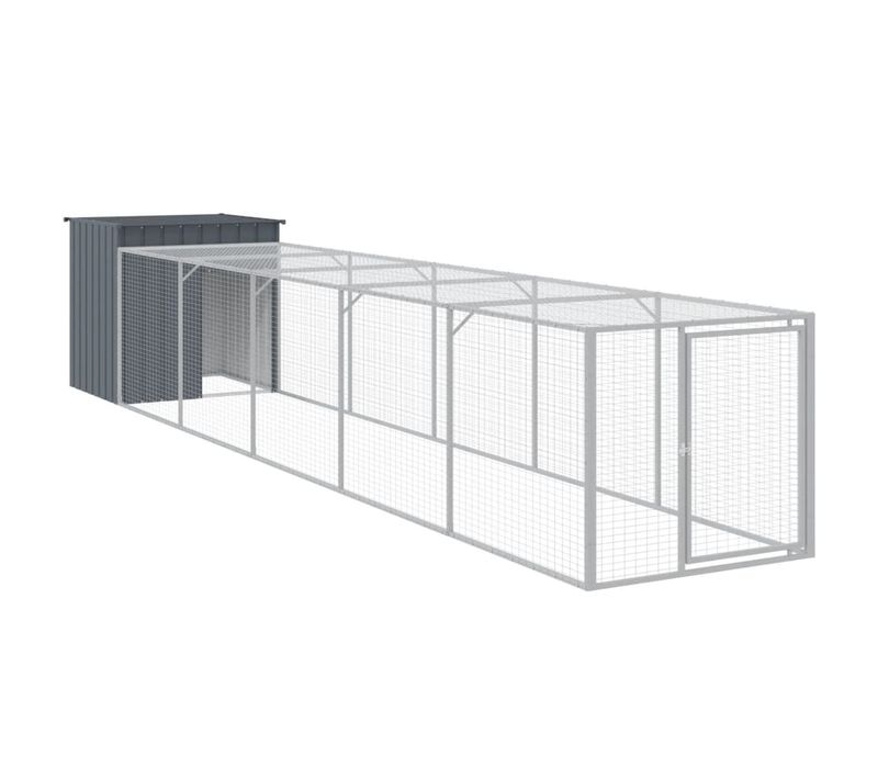 Poulailler Avec Cour Anthracite 110x609x110 Cm Acier Galvanisé