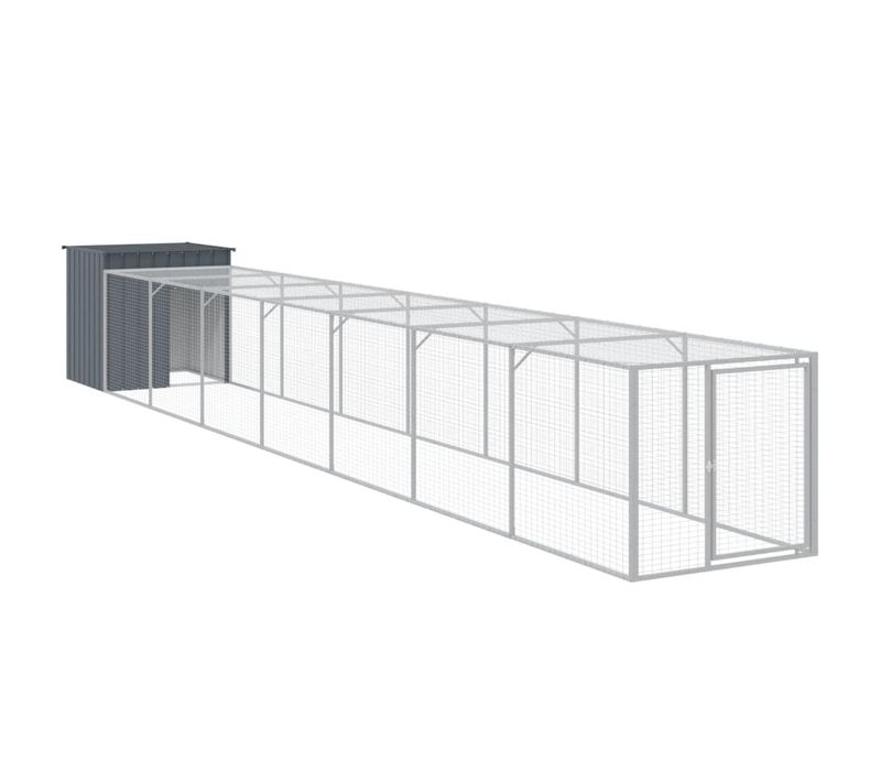 Poulailler Avec Cour Anthracite 110x813x110 Cm Acier Galvanisé