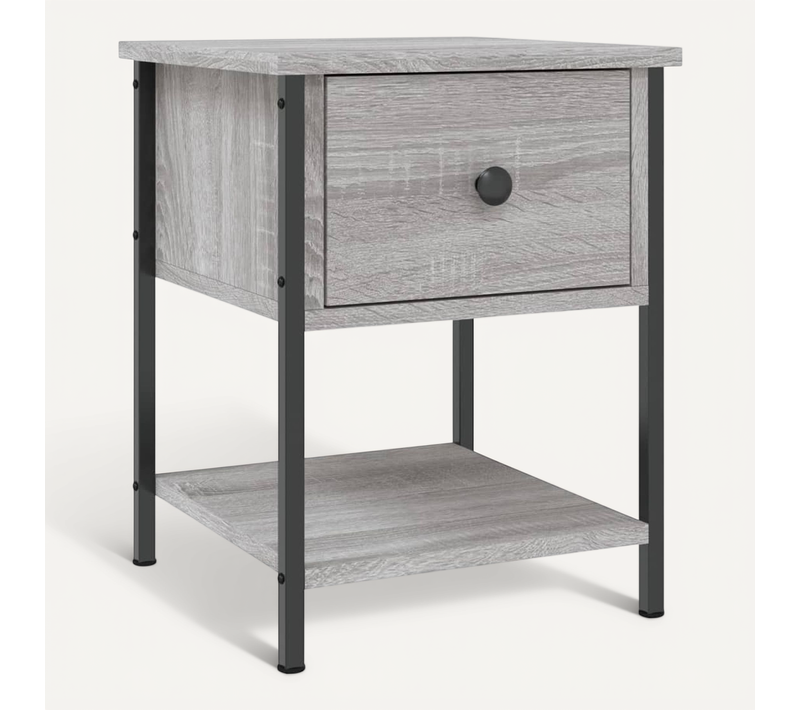 Table De Chevet Sonoma Gris 34x35,5x45 Cm Bois Contreplaqué